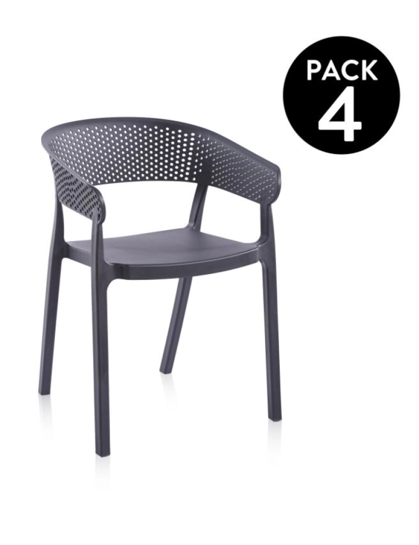 Duehome - Pack 4 sillas de comedor Diza Antracita 54 x 73,5 x cm