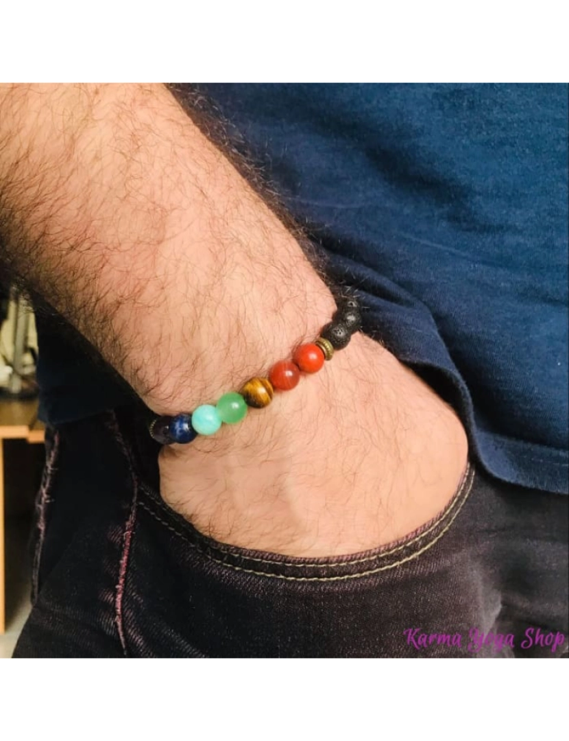 imagem de Pulseira de Cura de 7 Chakras Lava Pedras3