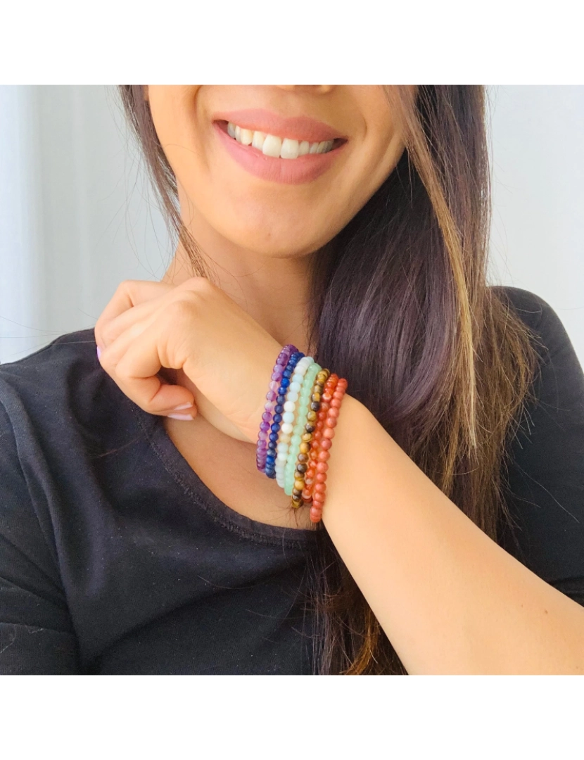 Karma Yoga Shop - Lote de 7 Mini pulseiras de energia de 7 Chakras