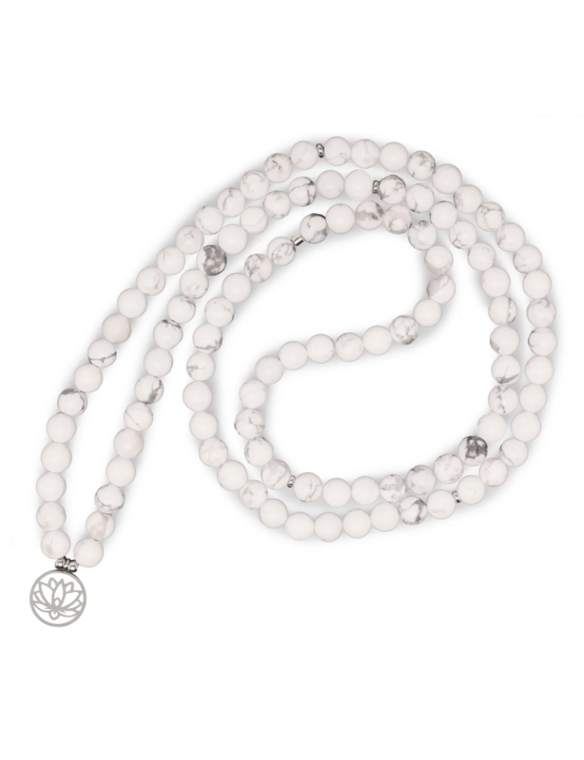 Karma Yoga Shop - Mala Lotus Pulseira de 108 grânulos de Howlite