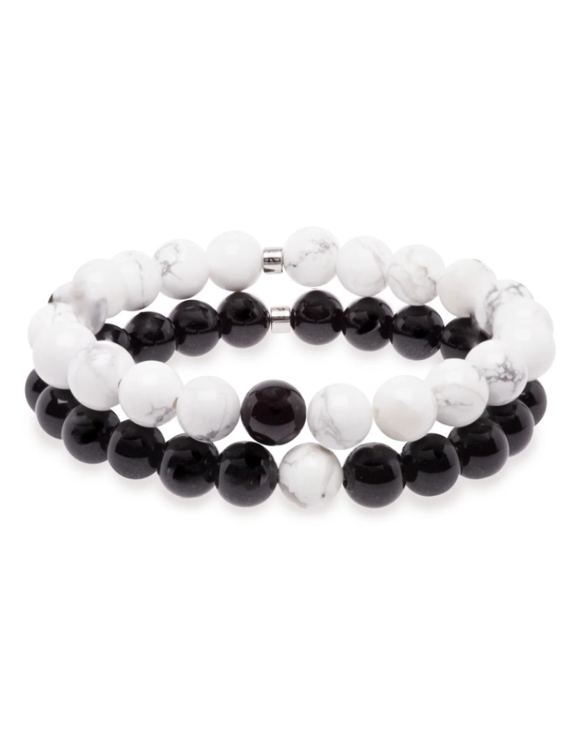 imagem de Pulseiras DistânciaTM Branco Howlite e Preto Ágata3