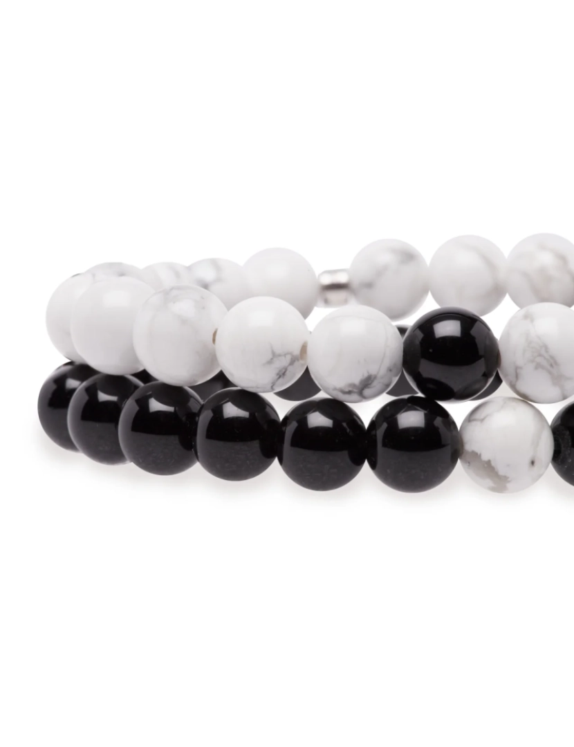 imagem de Pulseiras DistânciaTM Branco Howlite e Preto Ágata4