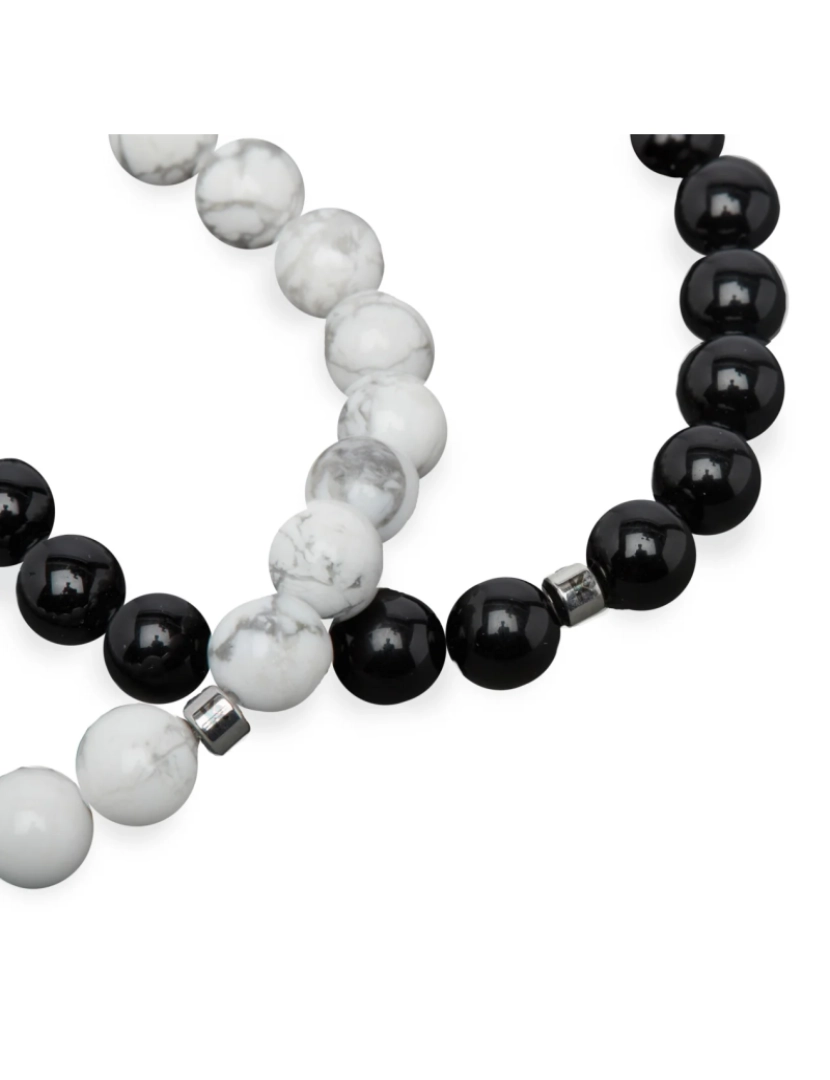 imagem de Pulseiras DistânciaTM Branco Howlite e Preto Ágata5