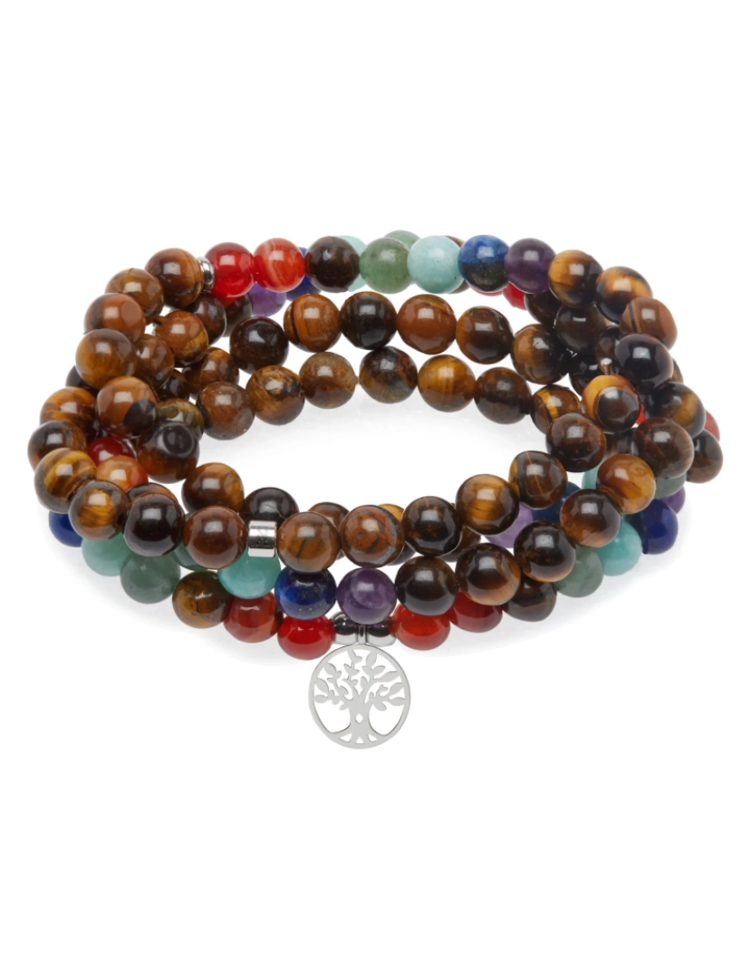 imagem de 7 Tiger Eye Healing Chakras Pulseira de Mala4