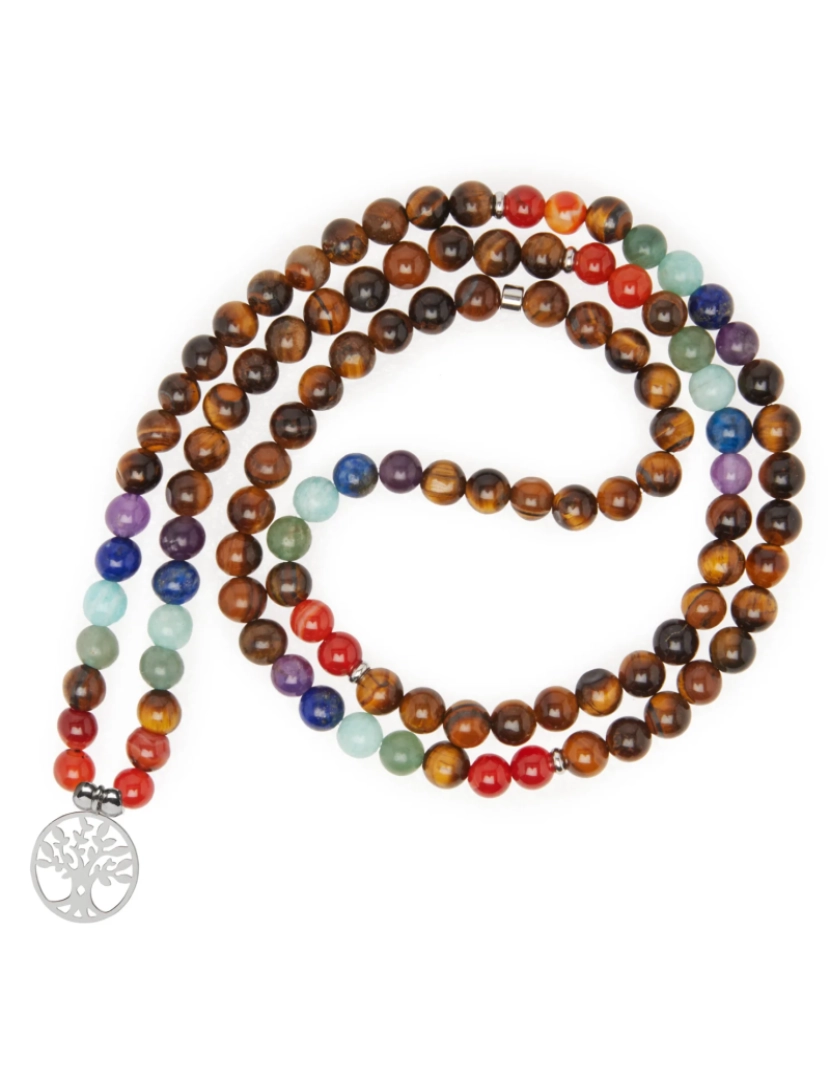 imagem de 7 Tiger Eye Healing Chakras Pulseira de Mala6