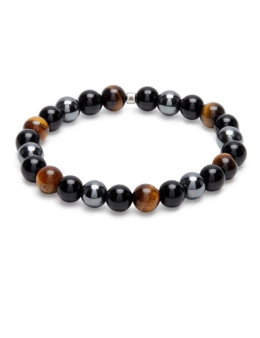 imagem de Triplo Tiger Eye Protection Pulseira, Hematite preta e obsidiana5