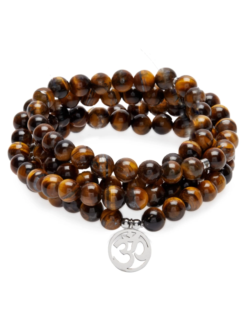 imagem de Om Mala Pulseira de 108 Tiger Eye Beads3