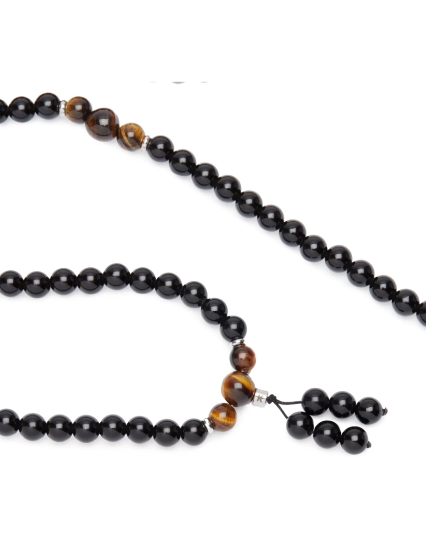 Karma Yoga Shop - Pulseira Mala budista em obsidiano e olho de tigre