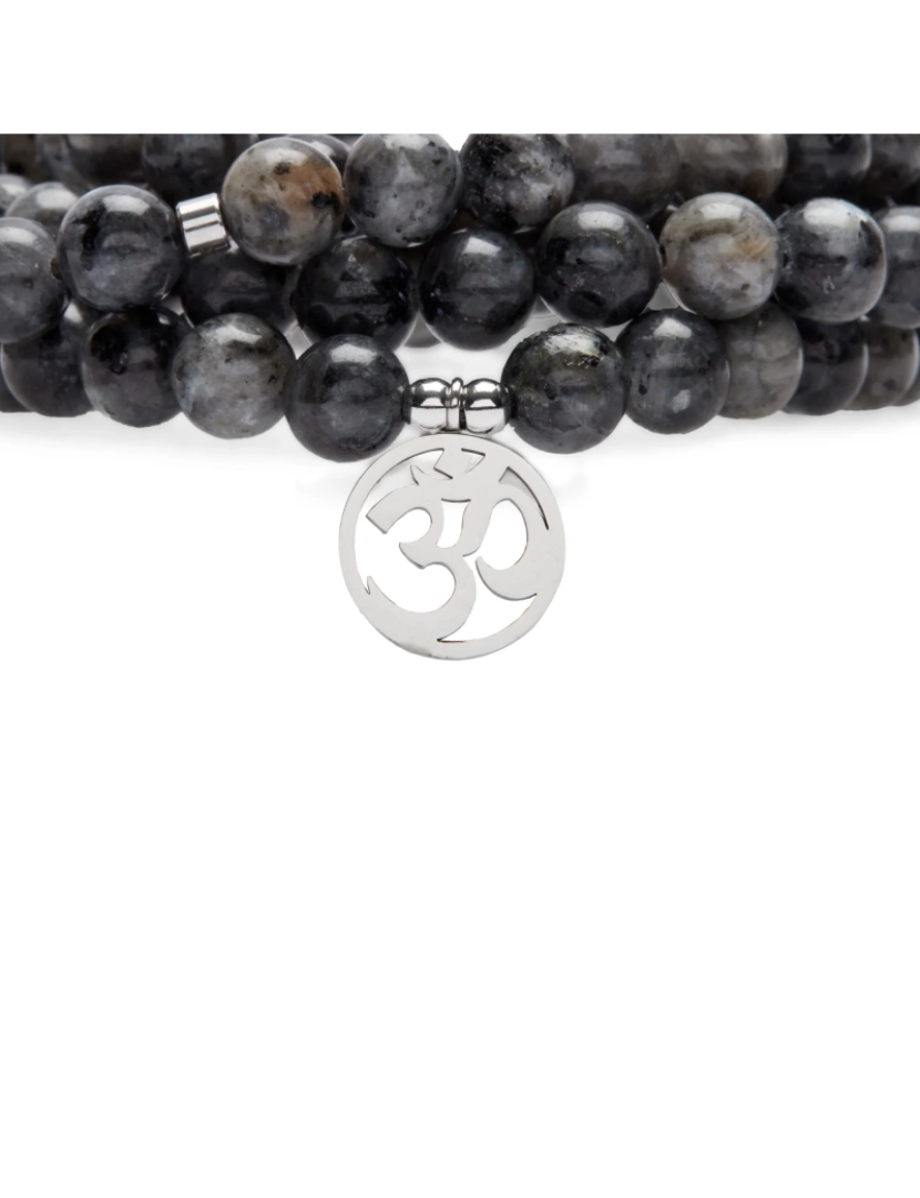 Karma Yoga Shop - Mala Om Pulseira de 108 grânulos em Labradorite Cinza