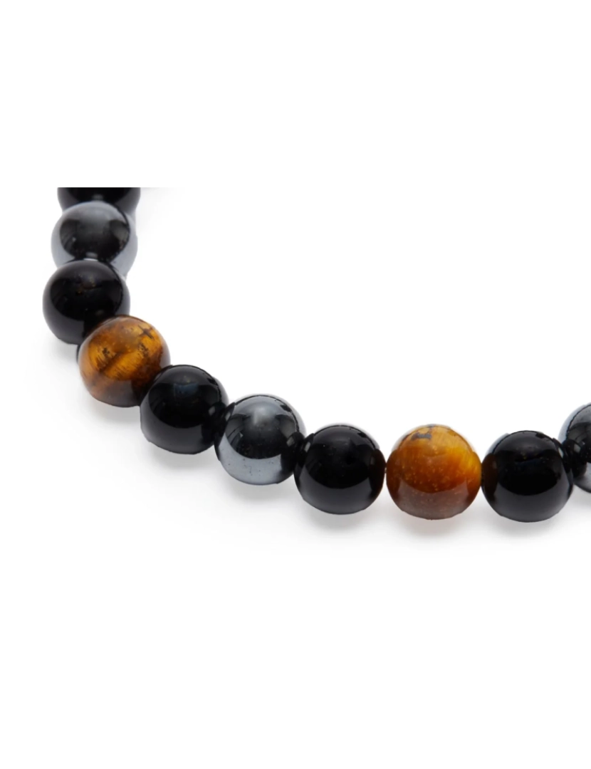 imagem de Triplo Tiger Eye Protection Pulseira, Hematite preta e obsidiana3