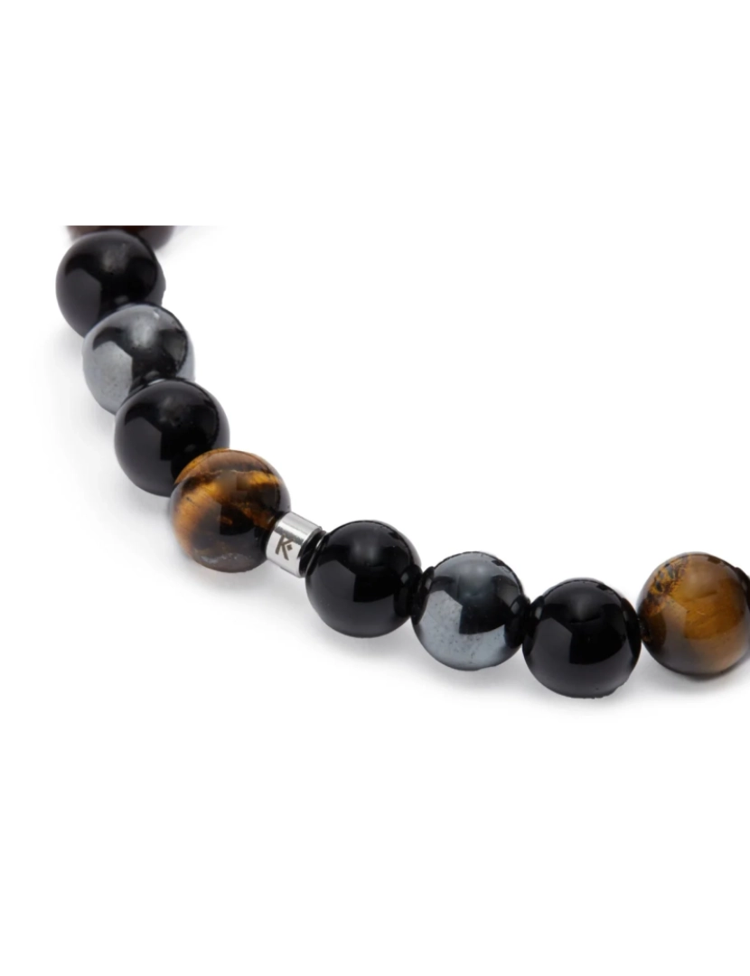 imagem de Triplo Tiger Eye Protection Pulseira, Hematite preta e obsidiana4