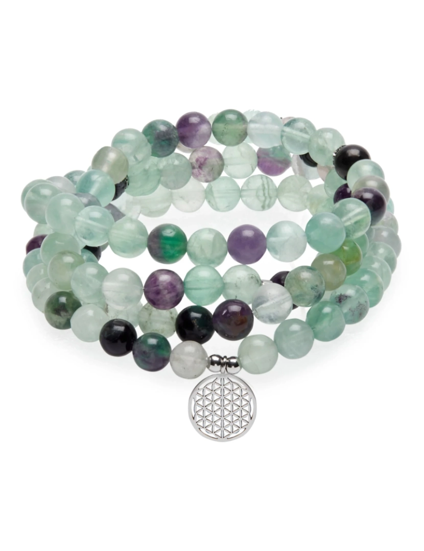 Karma Yoga Shop - Pulseira de unhas 108 grânulos em Fluorite Arc-En-Ciel