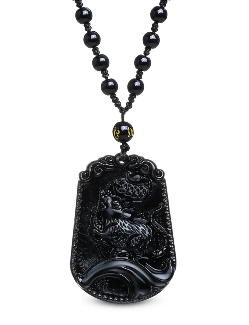 Karma Yoga Shop - Colar de Chance de Rato Obsidiano Preto