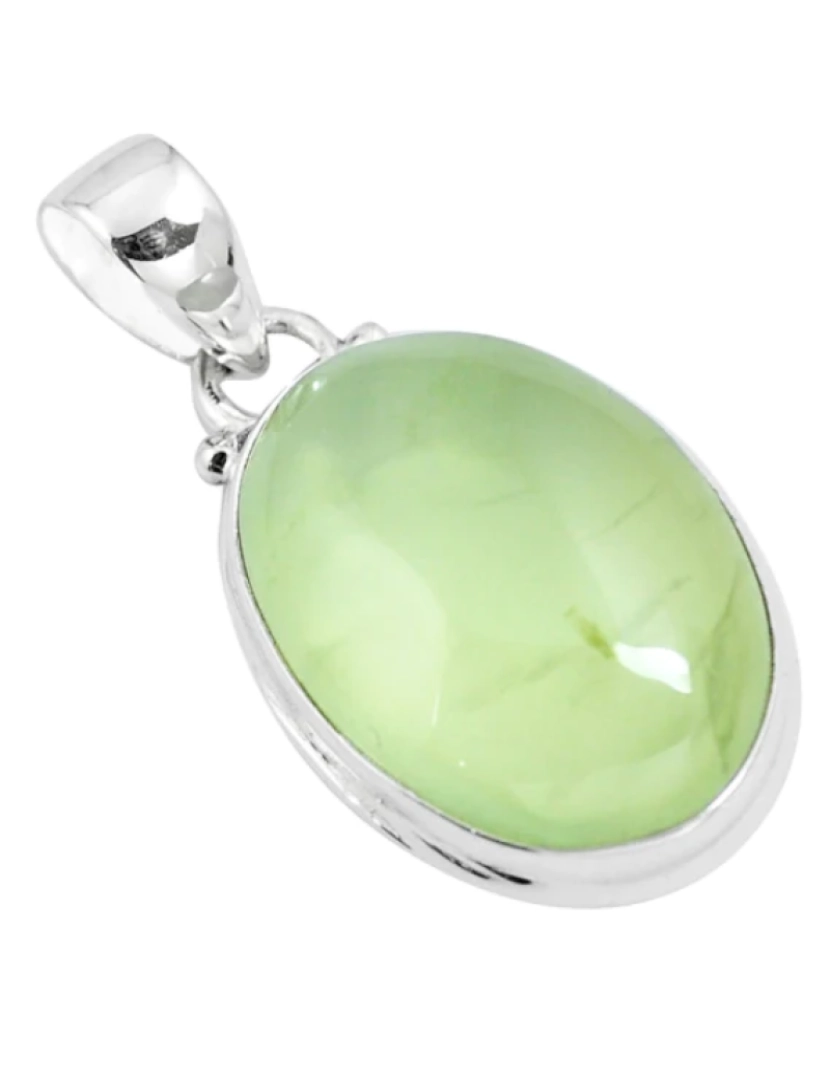 Karma Yoga Shop - Colar e Pendant Oval vai e prova em Prehnite e Prata 925