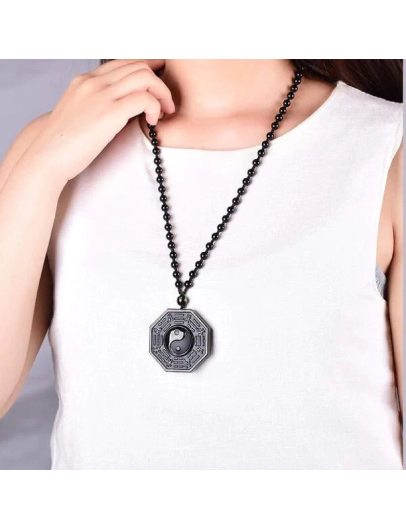 imagem de Yin & Yang Colar e Pendente Preto Obsidiano1