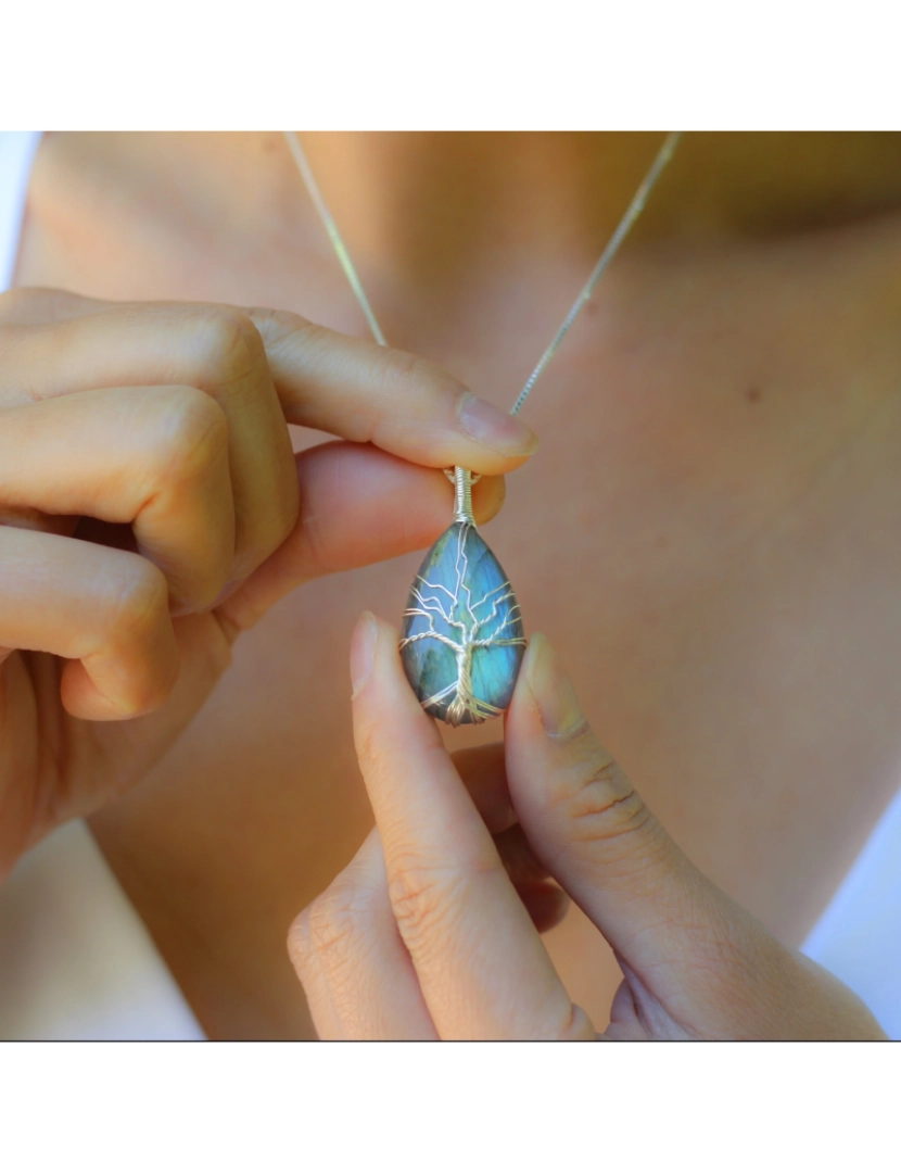 imagem de Colar e Pendente Crescimento Espiritual Em Labradorite E Prata 9253