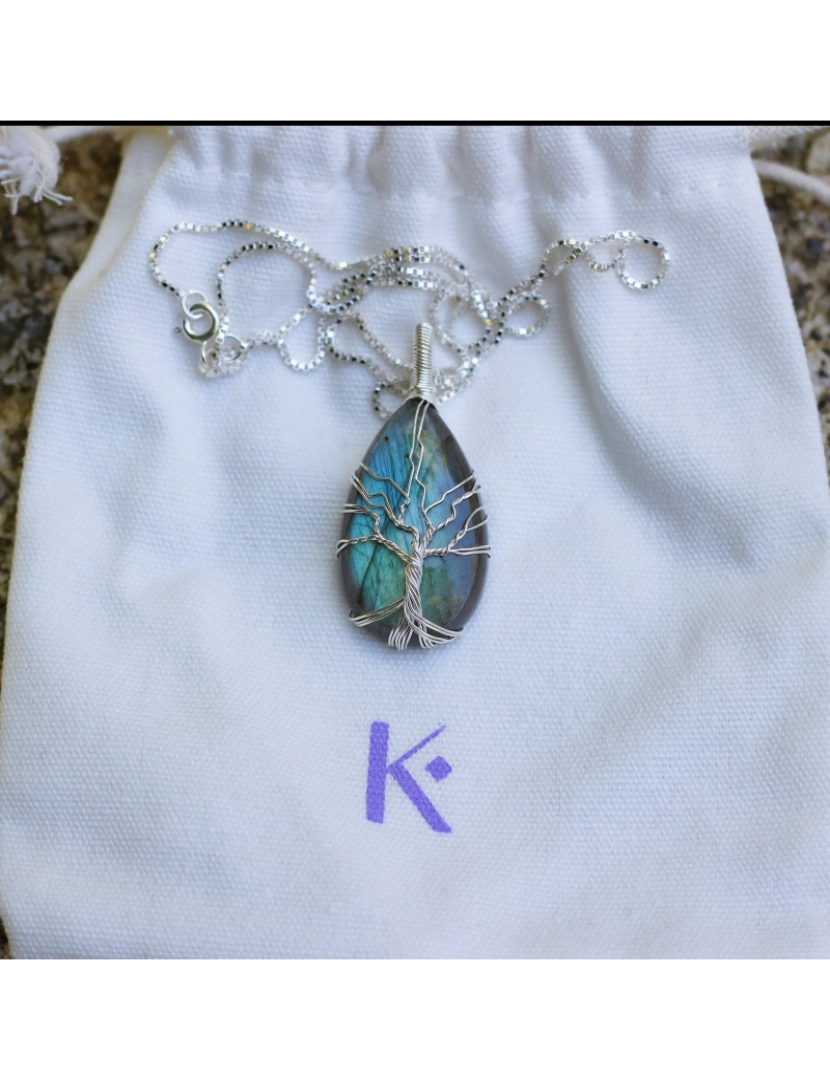 imagem de Colar e Pendente Crescimento Espiritual Em Labradorite E Prata 9254