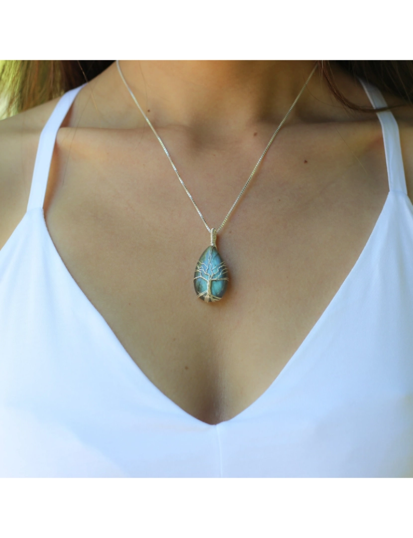 imagem de Colar e Pendente Crescimento Espiritual Em Labradorite E Prata 9256