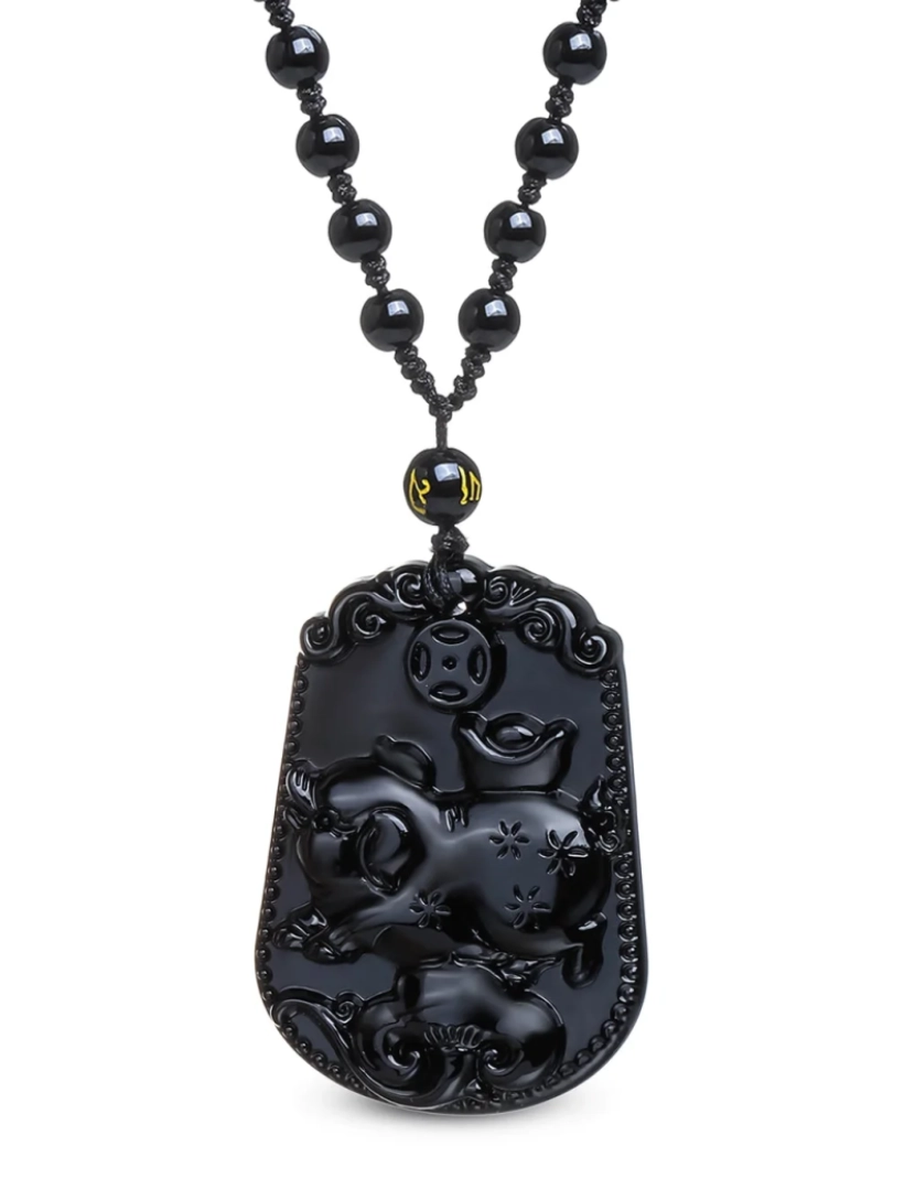 Karma Yoga Shop - Colar de porco obsidiano preto