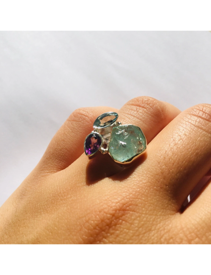 imagem de Anel "Lucidez e Confiança" Em Amethyst, Aigue-Marine e Blue Topaz2