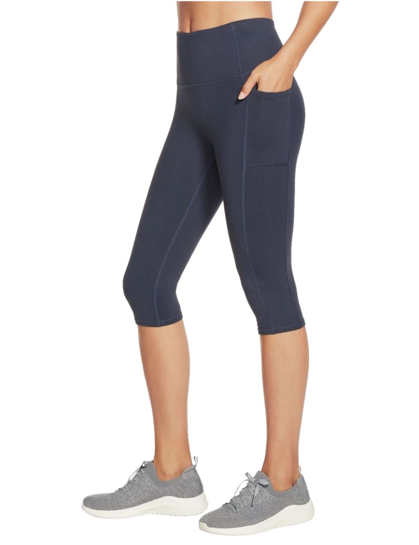 Skechers - Caminhe alto cintura Capri Leggins, Leggings da Marinha