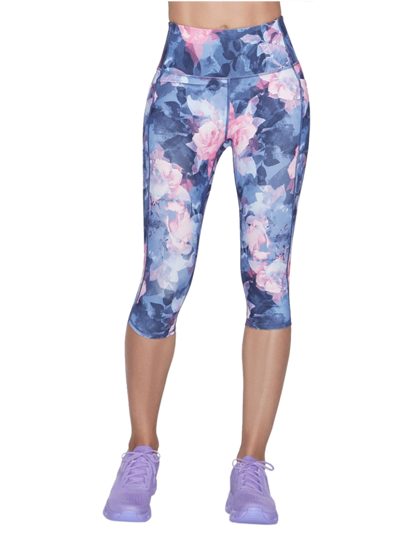 Skechers - Caminhada alta cintura Summer Rose Capri Leggins, Multicolor Leggings