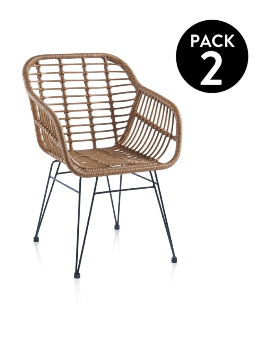 Duehome - Conjunto de 2 cadeiras de exterior Zaza Rattan 61 x 82 x cm