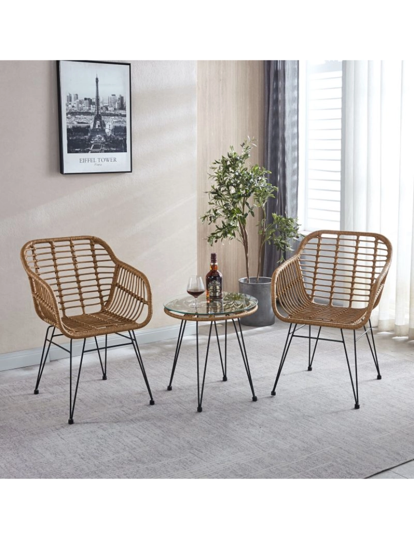 imagem de Conjunto de 2 cadeiras de exterior Zaza Rattan 61 x 82 x cm3