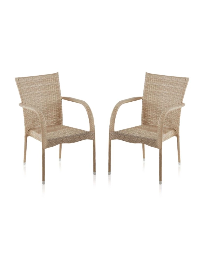 imagem de Conjunto de 2 cadeiras de exterior Xara Rattan 60 x 91 x cm2