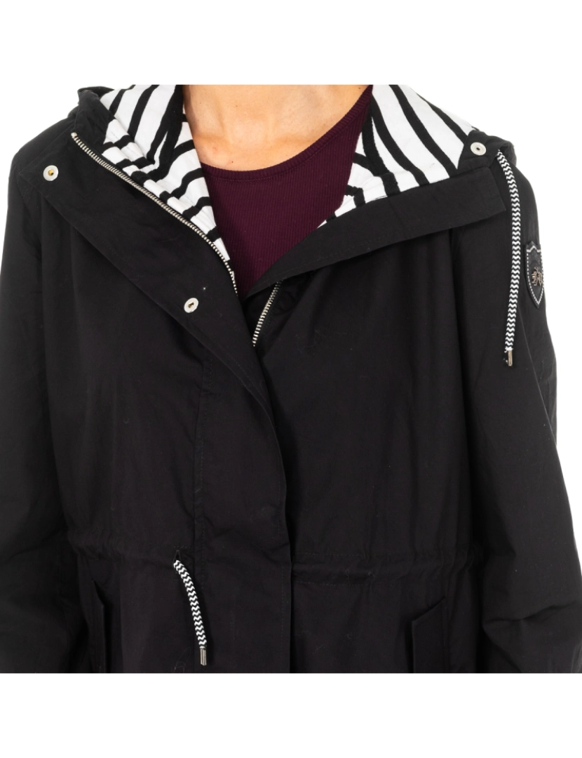 imagem de Casaco feminino de manga comprida com capuz fixo e cordão ajustável LWO0022