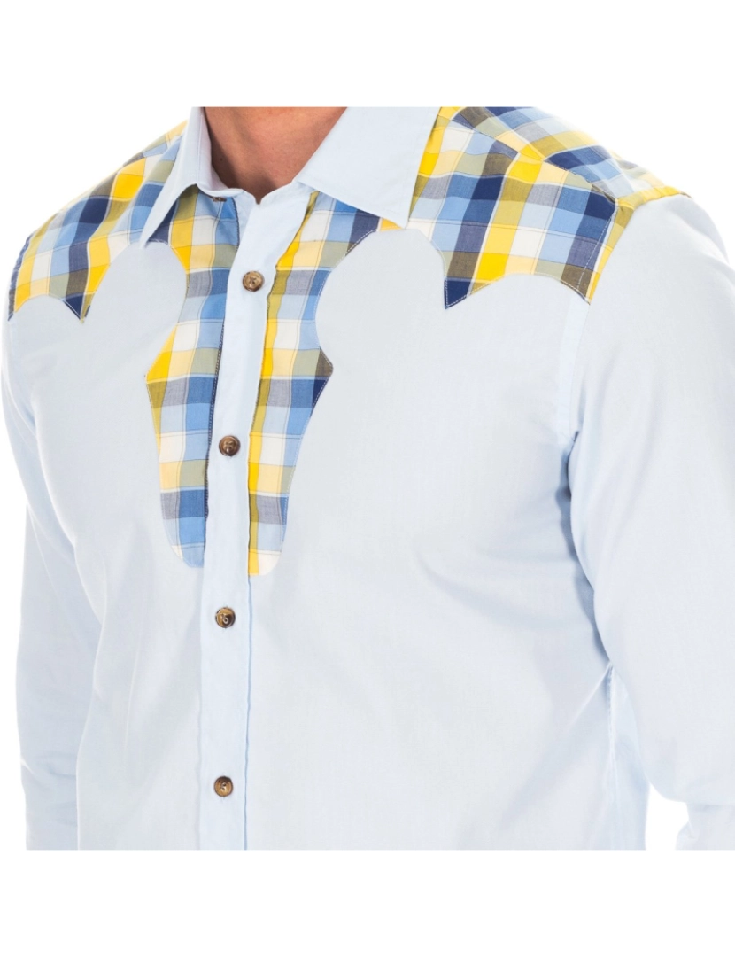 imagem de Camisa masculina de manga comprida com gola e lapela BFH03902