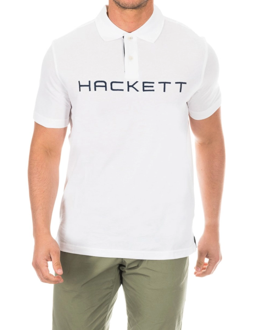 Hackett London  - Camisa pólo masculina de manga curta com gola de lapela HMX1007B