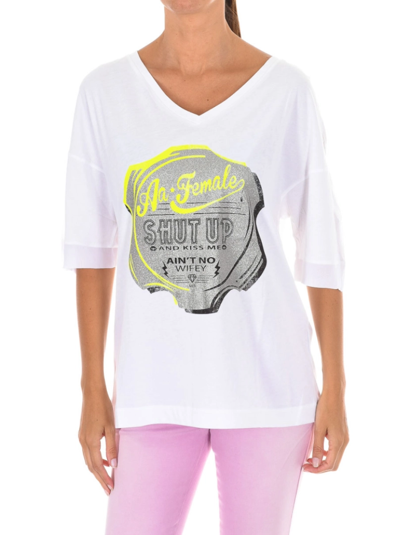 Met - TShirt feminina de manga curta com decote em V 10DMC0245-J1254