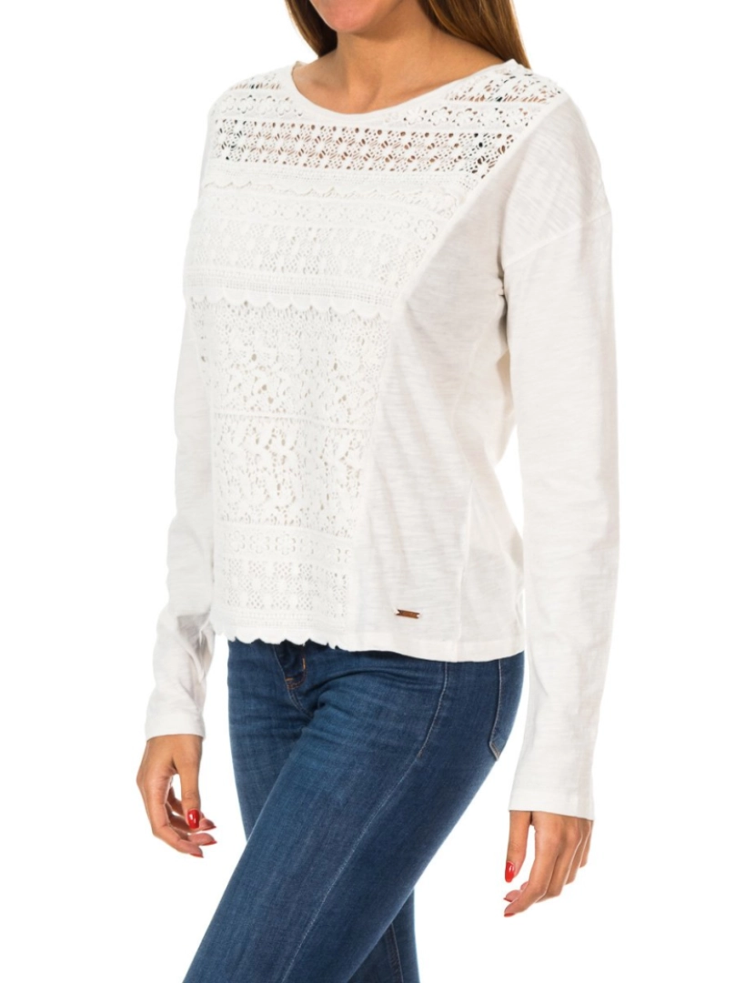 imagem de TShirt feminina de renda com franja Colorado G60002ON suéter de manga comprida1