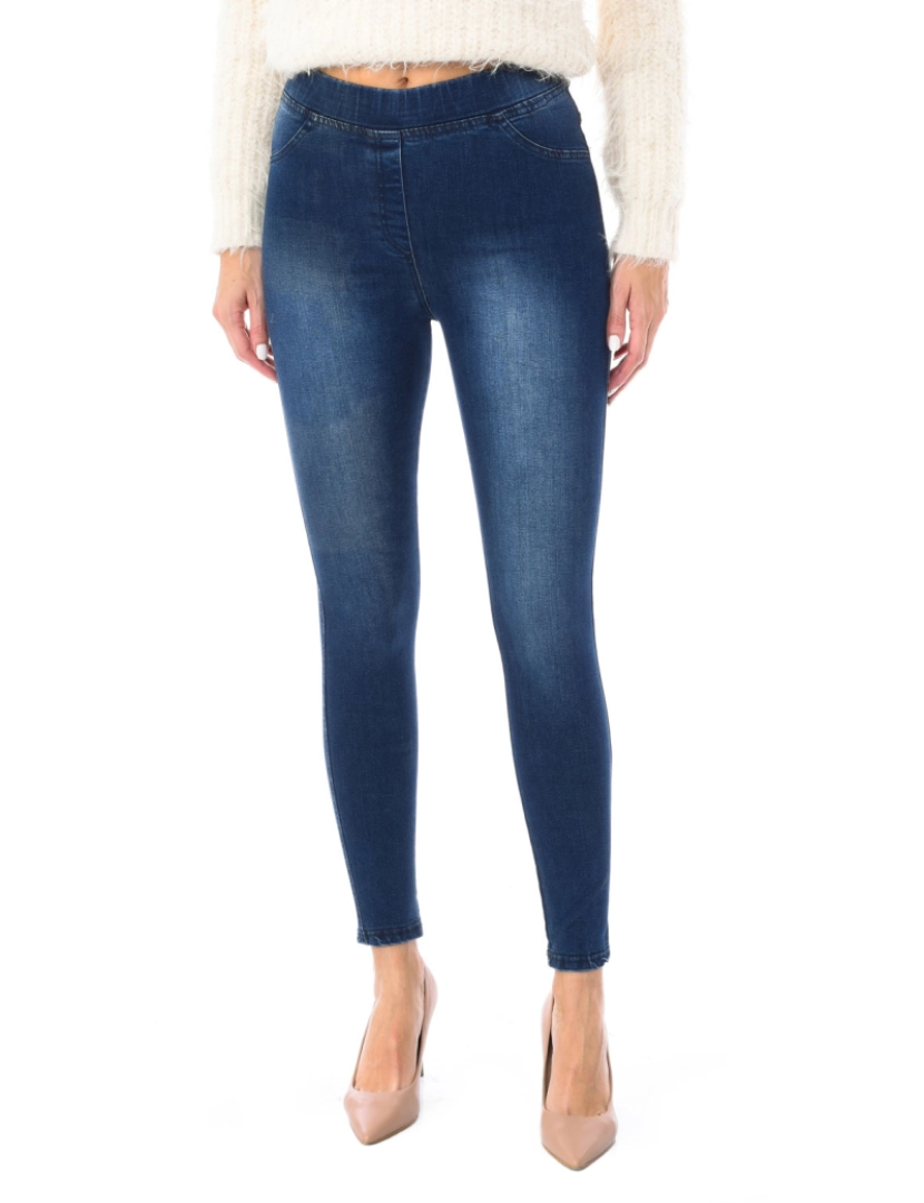 Kisses and Love - Calça jeans longa feminina em tecido elástico 1809 estilo legging