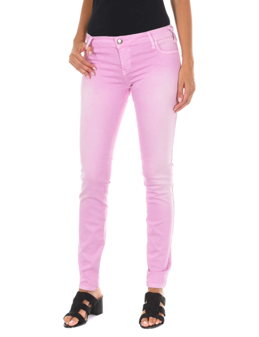 Met - Calça jeans comprida efeito usado com tecido elástico 10DB50210-G272 mulher