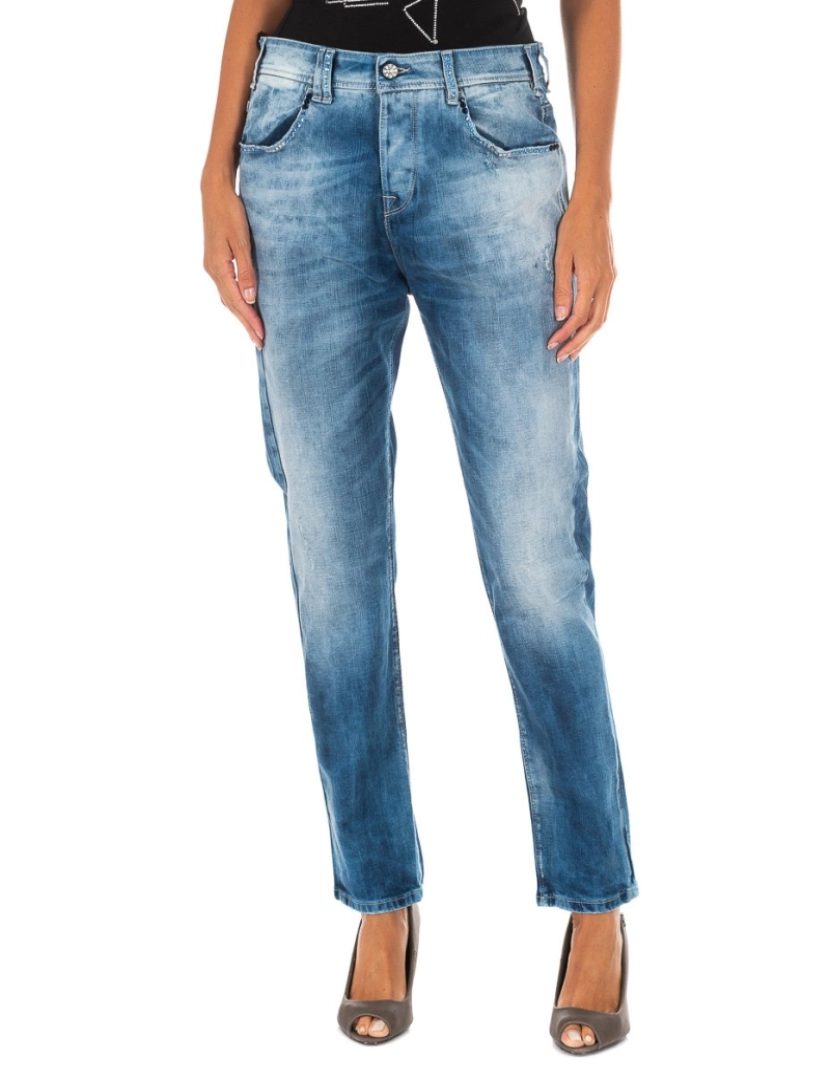 Met - Calça jeans comprida com corte na barra reta 10DBF0667 mulher
