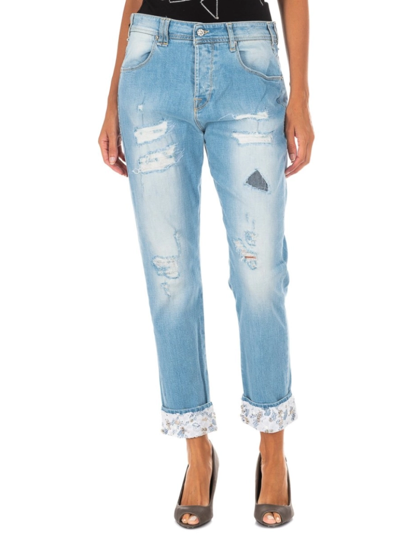imagem de Calça jeans comprida com corte na barra reta 10DBF0667 mulher1