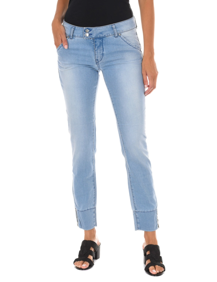 imagem de Calças jeans compridas efeito desgastado com bainha estreita 10DBF0770 mulher1