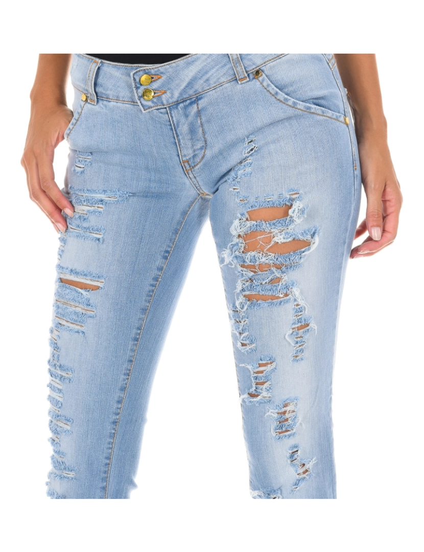imagem de Calça jeans comprida desgastada e efeito rasgado 10DBF0094 mulher2