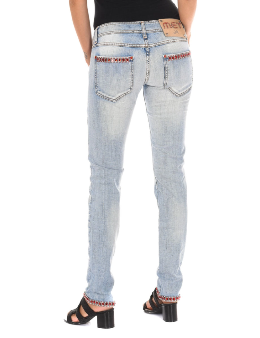 imagem de Calças jeans compridas com efeito rasgado e bainha estreita 10DB50076 mulher3