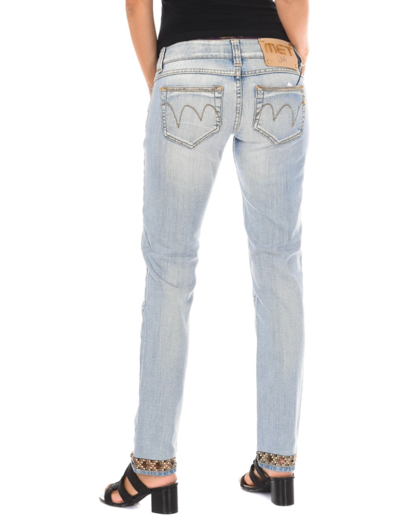 imagem de Calças jeans compridas efeito desgastado com bainha estreita 10DBF0089 mulher3