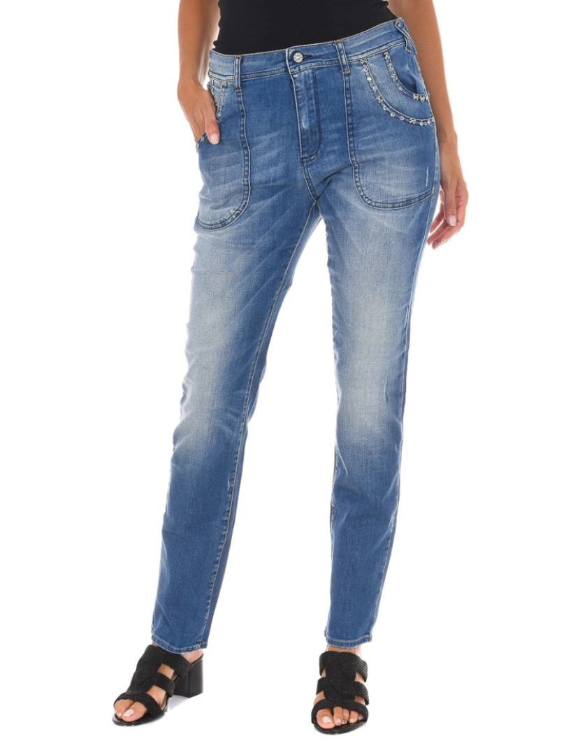 Met - Calça jeans comprida efeito desgastado com bainha reta 10DB50245 mulher