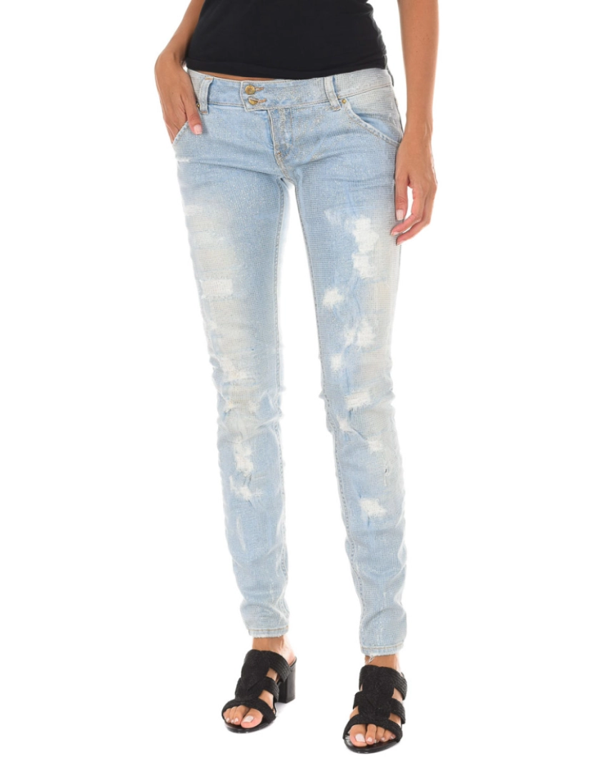 imagem de Calça jeans comprida efeito rasgado com bainha estreita 10DBF0115 mulher1