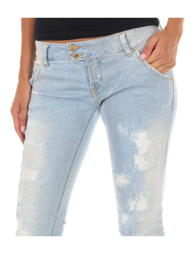 imagem de Calça jeans comprida efeito rasgado com bainha estreita 10DBF0115 mulher2