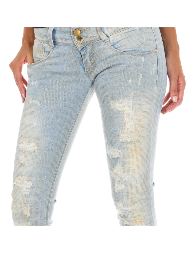 imagem de Calça jeans comprida desgastada e efeito rasgado 10DB50130 mulher2
