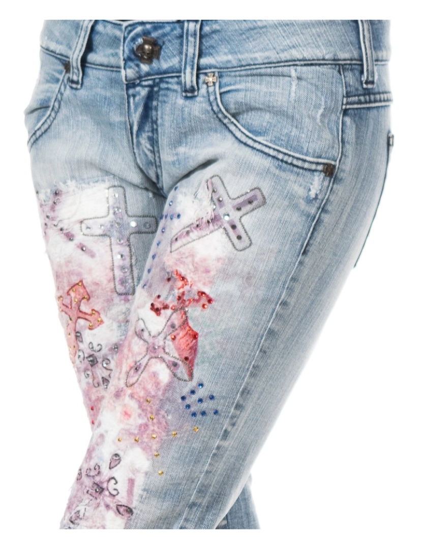 imagem de Calças jeans compridas com efeito rasgado e bainha skinny F054176 mulher2