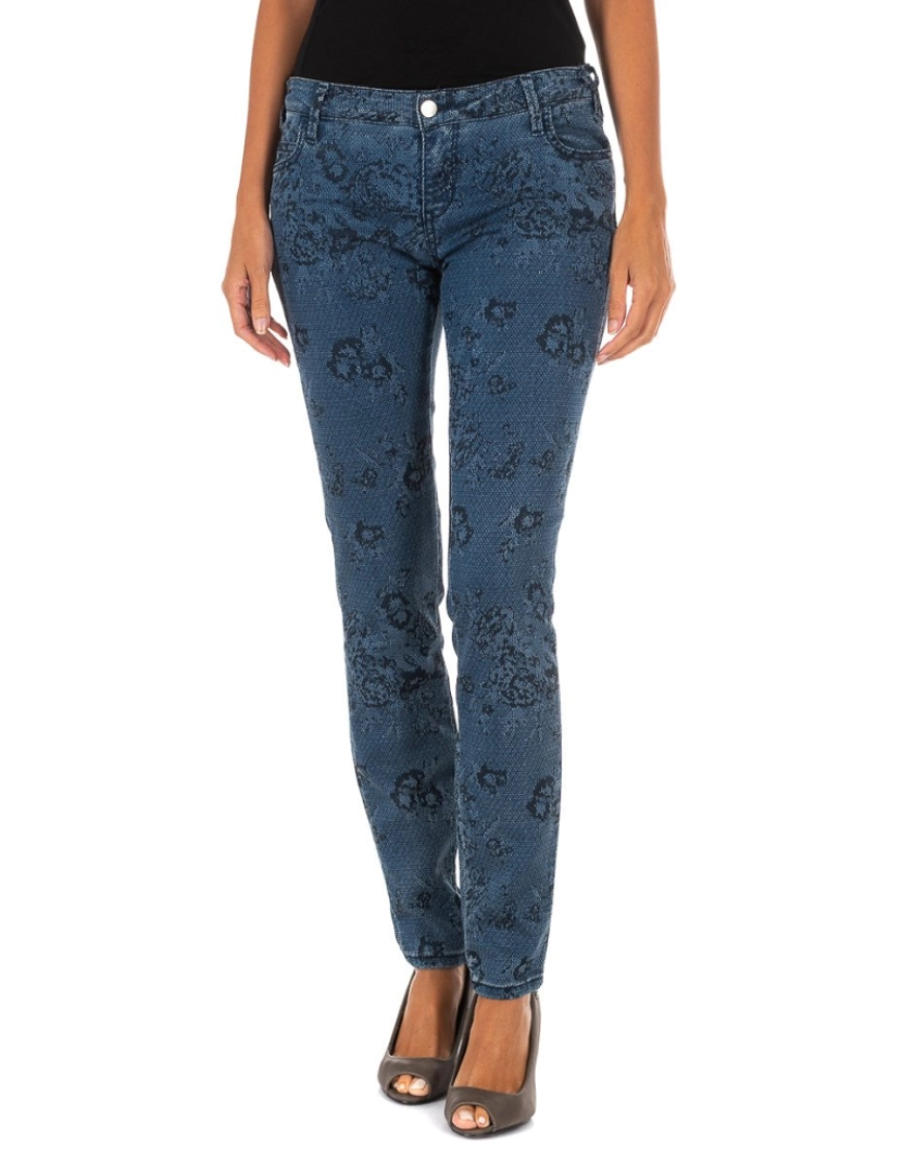 Met - Calça jeans comprida estampadoda e elástica 10DB50210 mulher