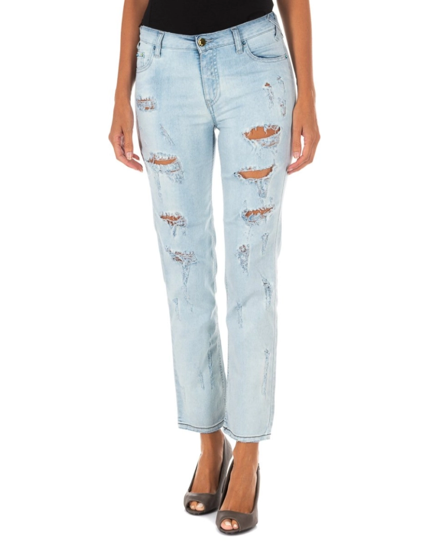 Met - Calça jeans comprida com corte na barra reta 10DB50255 mulher