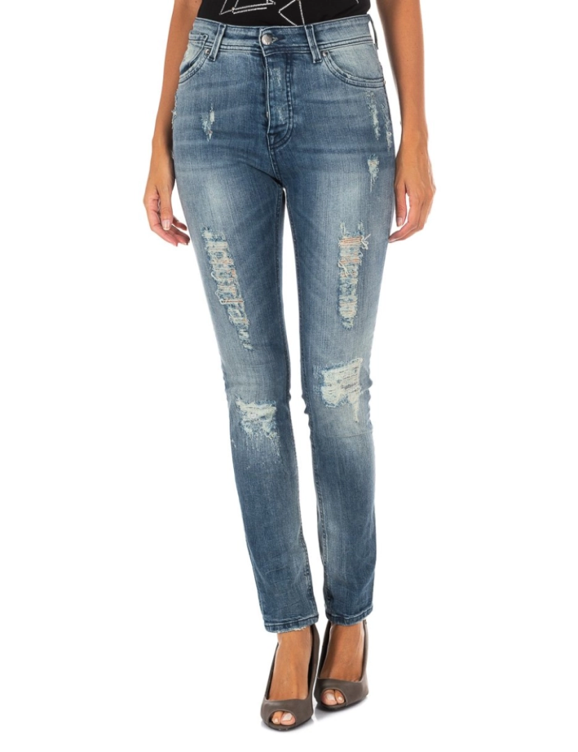 imagem de Calça jeans comprida com corte na barra reta 10DB50280 mulher1